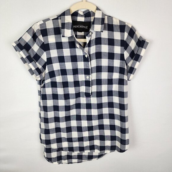 J. Crew Mercantile Gingham Cuffed Top XS - Picture 3 of 6